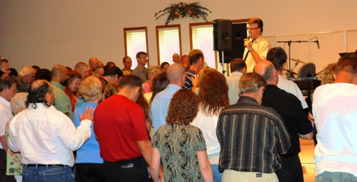 Altar call in Portage, WI