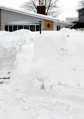 That's our house - almost out of view from the snowbanks!